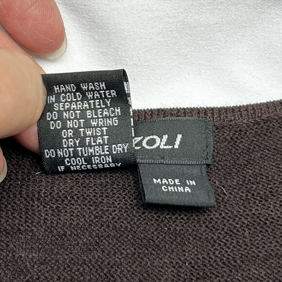 Radzoli Sweater Vest Women's Size Medium Brown Beaded Sequinned Artsy V Neck - Picture 4 of 7